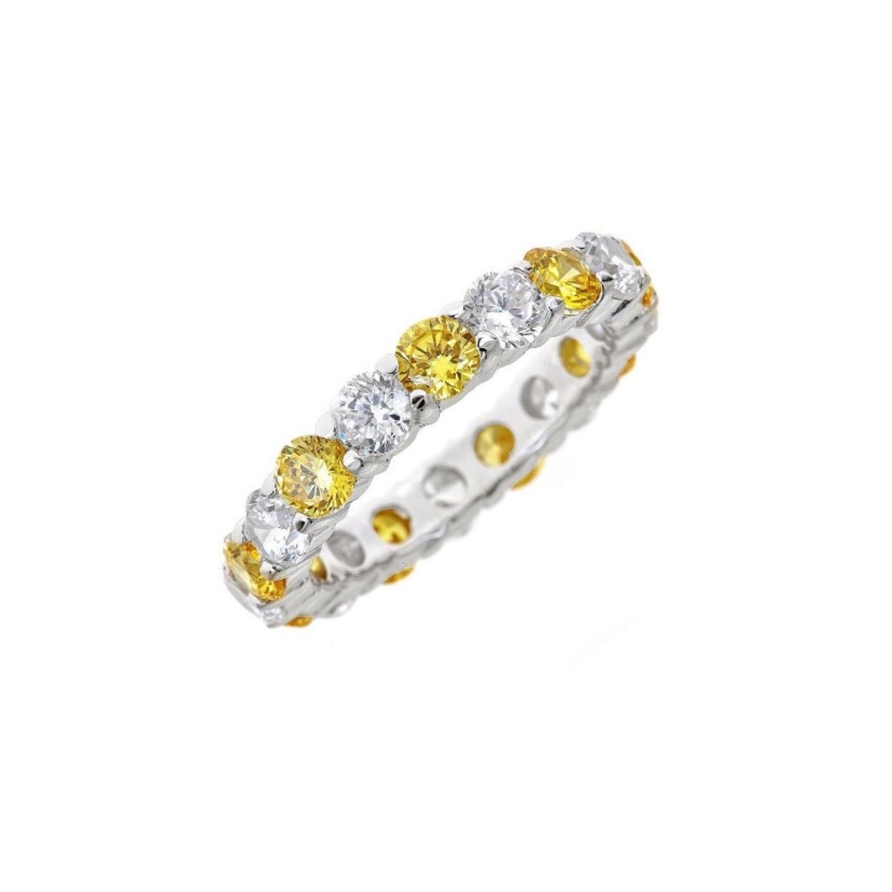 NWT SHINE by Sterling Forever Sterling Silver Canary Celebration Eternity Band